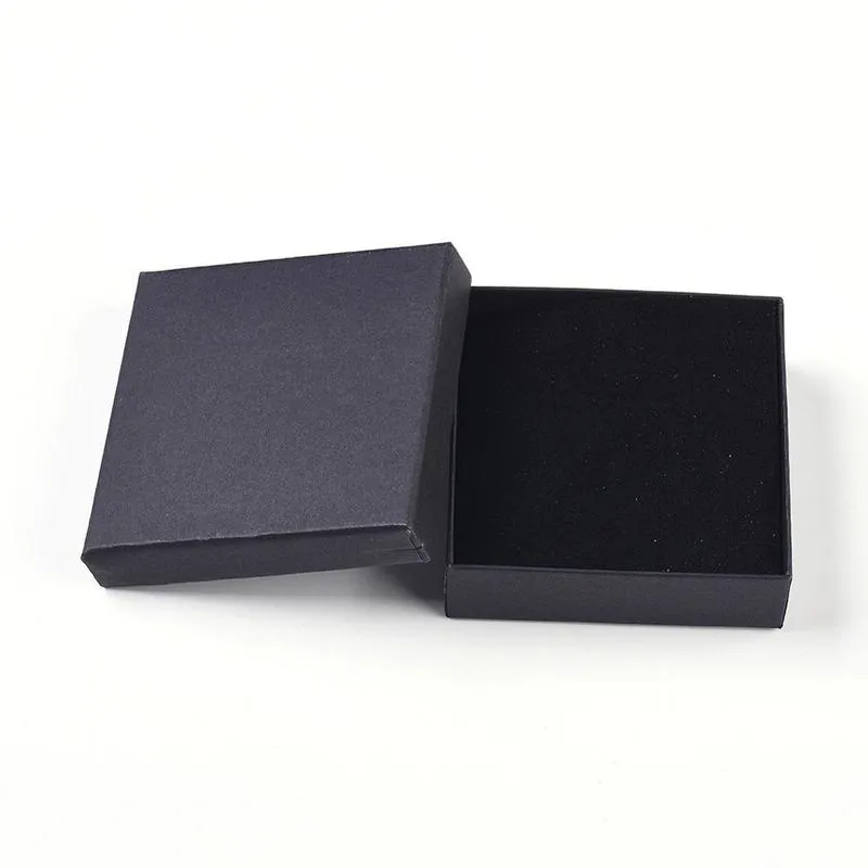 Pandahall 18-Black Square Rectangle Cardboard smyckesuppsättning Boxar Ring presentförpackningar för smycken Förpackning F80 220509244H