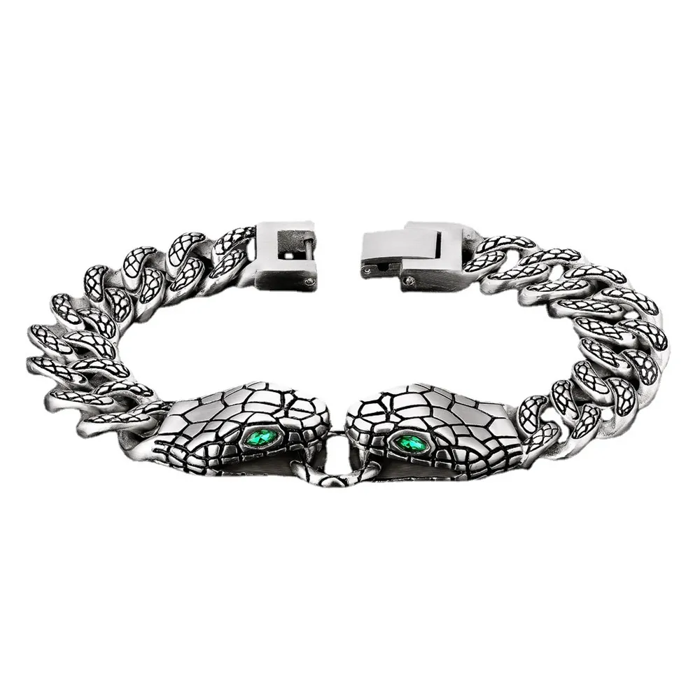 Double-Headed Snake Cuban Bracelet Chain Men And Women Tide Brand Retro Hip-Hop Personality Niche Design Couple Jewelry250i