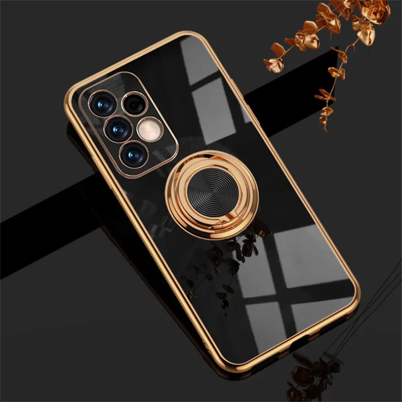 Plating Metal Ring Holder Phone Cases For Samsung Galaxy A52 A72 A32 Note 20 S20 Ultra S20 FE S22 S21 Plus Luxury Silicone Cover