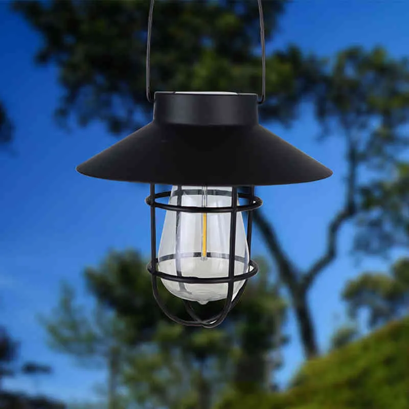 Lanterna da campeggio retrò solare Illuminazione notturna vintage impermeabile Tenda da appendere all'aperto portatile Luce lampadario a led emergenza J220531