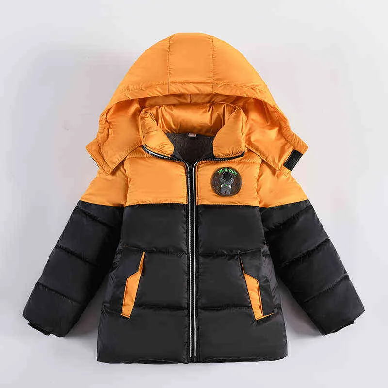 3 4 5 5 anos meninos de garotos espessos de jaquetas de inverno 2022 Novo astronauta da moda com capuz Zipper Childen Birthday Gift J220718