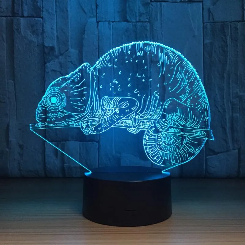 Nachtverlichting Kameleon 3D Lamp Hagedis Tafel 7 Kleuren LED Remote Touch Nachtlampje USB Lampara Baby Slapen Indoor DecorNight308E