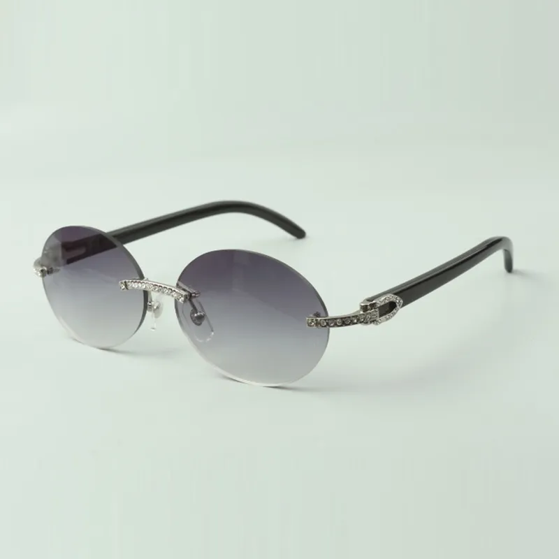 Czarne buffy okulary przeciwsłoneczne 8100903-B z małymi zestawami diamentowymi i owalnymi soczewkami 58 mm231v