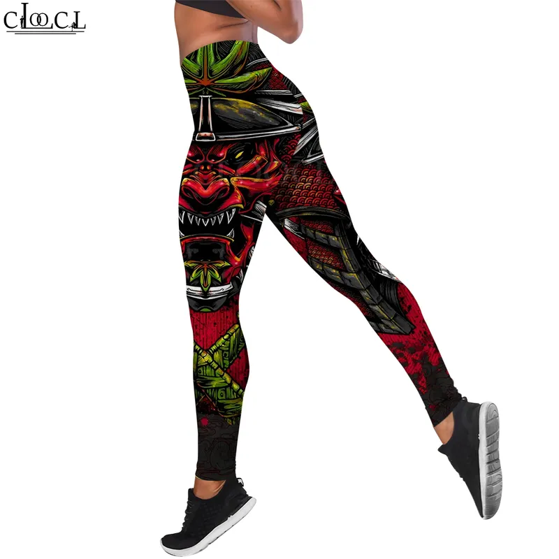 Leggings da donna Giappone Sakura Samurai Stampato a vita alta Elasticità Legging femminile abbigliamento fitness indoor Pantaloni casual W220616