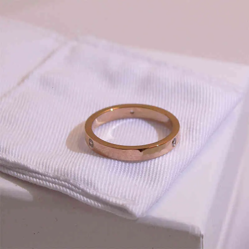 NUOVO REGGIO DI TREA Diamond ad anello diamantato in acciaio da 18k oro rosa semplice coppia intarsiata larga e stretta regalo di San Valentino 3277784