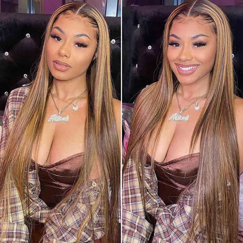 Destacado Lace Frontal Wig Transparente S Fechamento Straight Human Hair S Glueless Colored S On Sale 220608