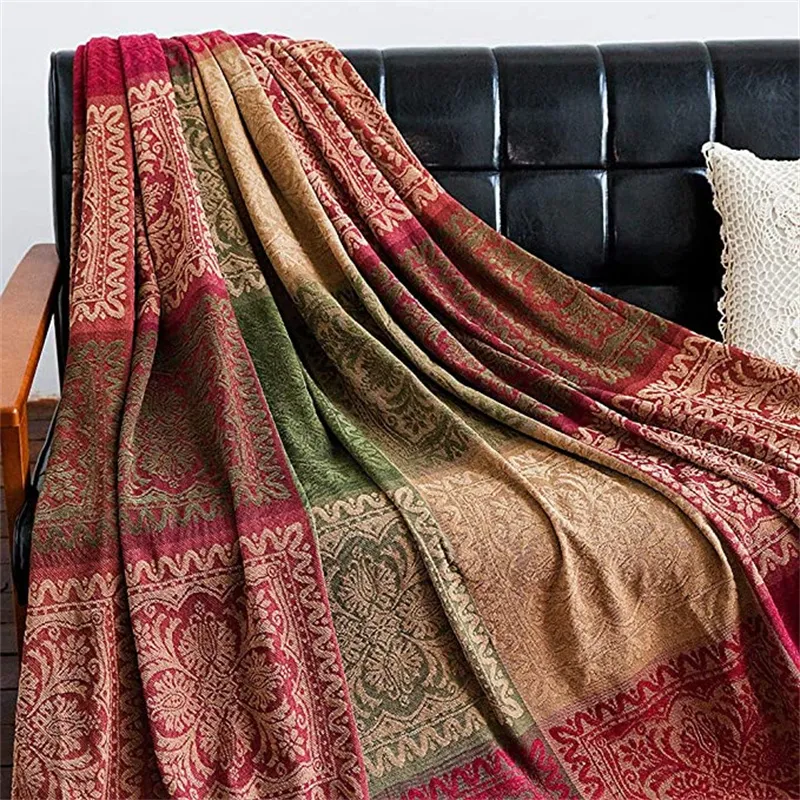 Boho jeter couverture plaid coloré Chenille tissé bohème canapé housse inclinable causeuse meubles couverture extérieure parfaire lit el 2378