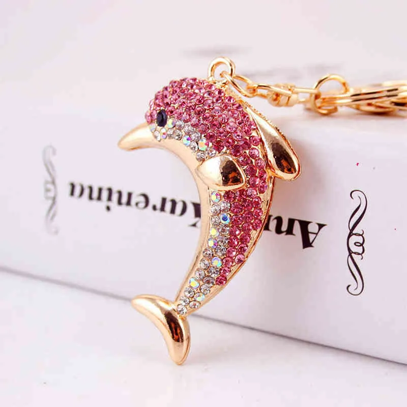 Creative mignon strass porte-clés série marine petite tortue voiture porte-clés femmes sac accessoires porte-clés animal métal pendentif AA220318