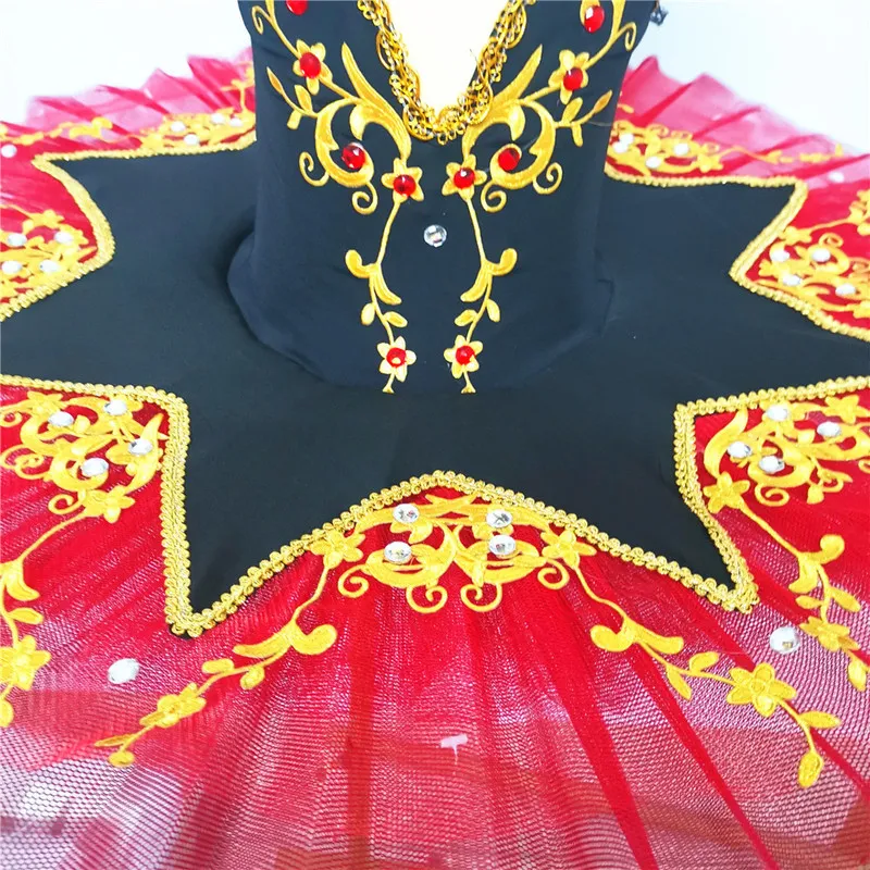 Rok Balet Profesional Baru Tutu Rok Anak-Anak Hitam Dan Merah Kostum Tari Perut Gaun Bordir Emas 220808