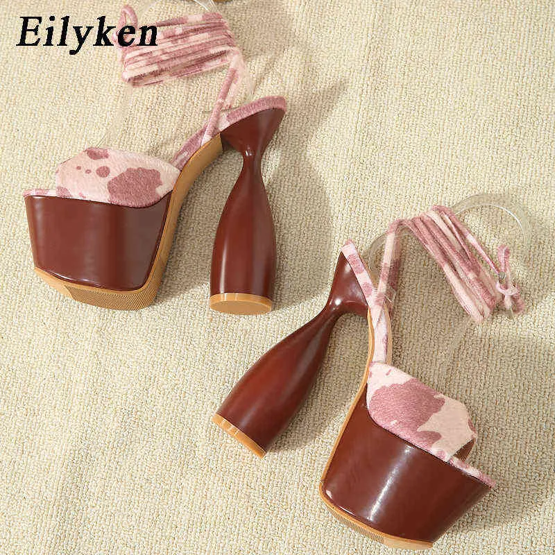 Сандалии Eillken-Sandalias de Plataforma Condenones Cruzados Para Mujer Zapatos Femeninos de Tacón Grueso Con Tiras Y Punta Abierta 220316