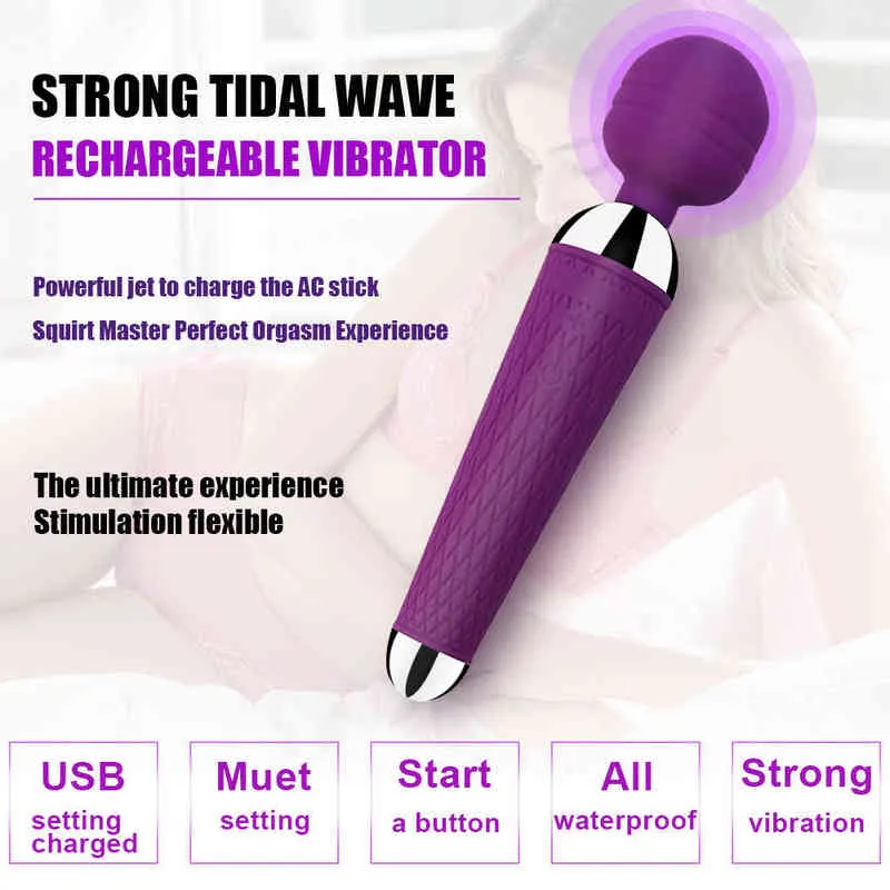 Вибраторы NXY Мощные клитор USB Recharge Magic Wand Vand Vibrator Massager Sext Wellness Эротические секс -игрушки для женщин для взрослых Produ6973392