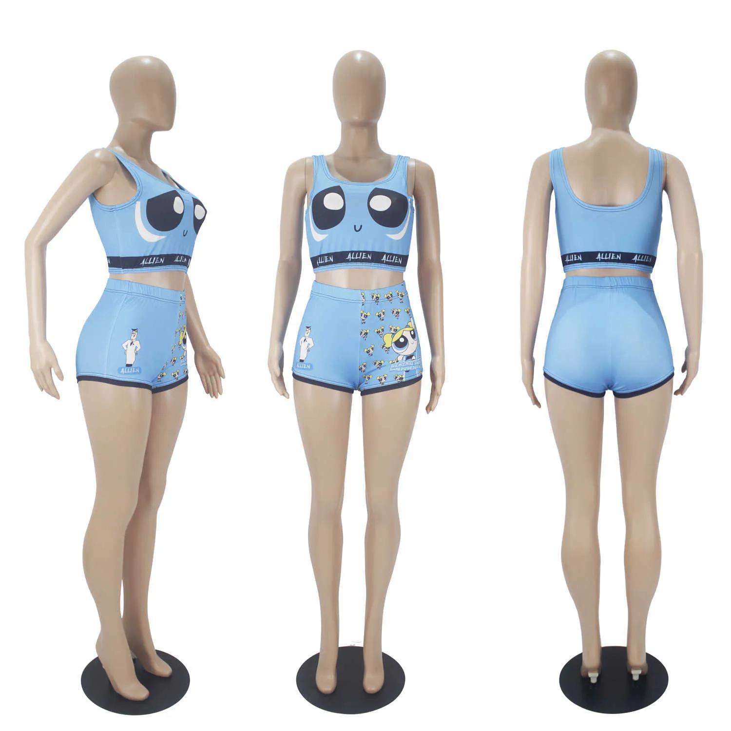 디자이너 패션 여성 수영복 비키니 세트 섹시한 인쇄 반바지 3 조각 세트 여자 목욕복 여름 수영복 비치웨어