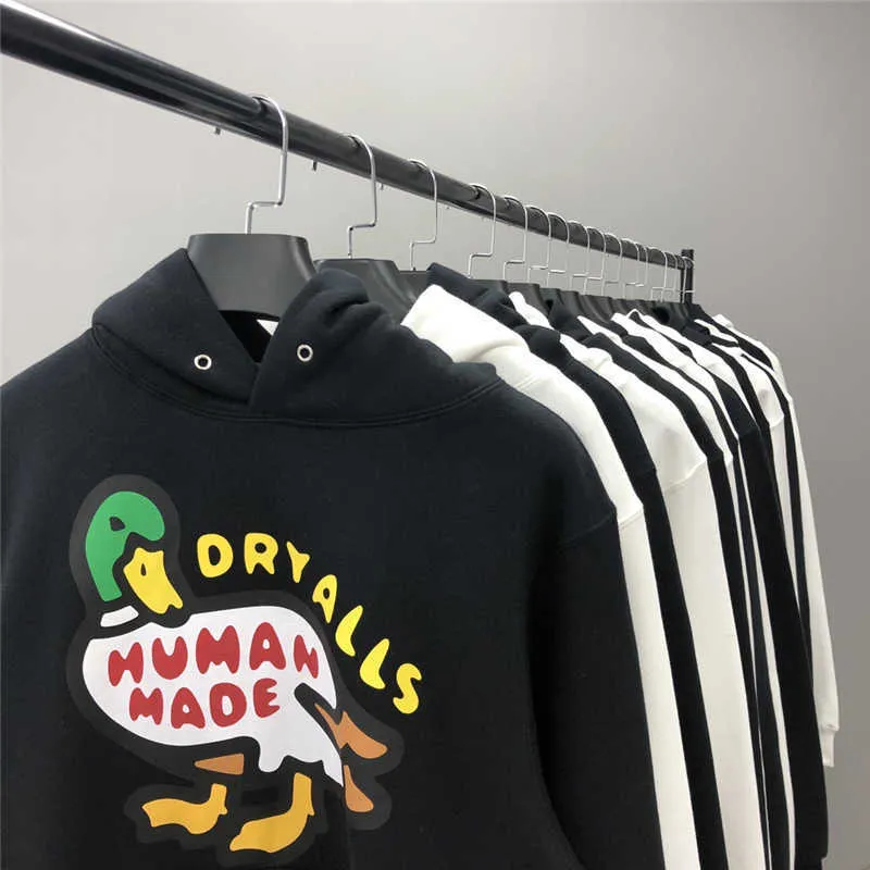 2021FW Human Made Duck Hoodie Men Kvinnor Högkvalitativ tunga tyg unisex Classic Cartoon Human Made Sweatshirts Pullovers 0811