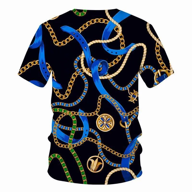 T-shirt serie Summer Chain da uomo/donna stampata in 3D casual stile Harajuku maglietta di moda streetwear abbigliamento uomo top 220407