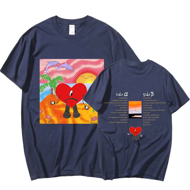 Футболка Bad Bunny UN VERANO SIN TI Graphics, футболки унисекс в стиле хип-хоп, музыкальный альбом, футболки с короткими рукавами с двусторонним принтом, большие размеры 2204789803