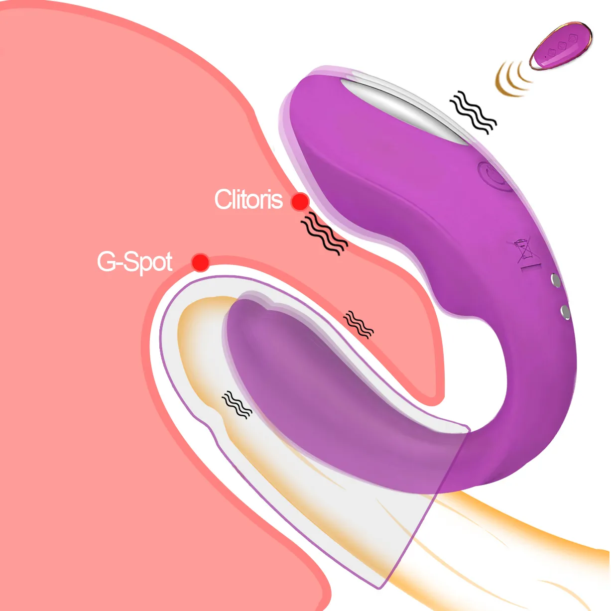 여성을위한 무선 원격 제어 진동기 G Spot U Shape Dildo Double Peretration Clitoris 자극기 섹시한 장난감 커플 성인