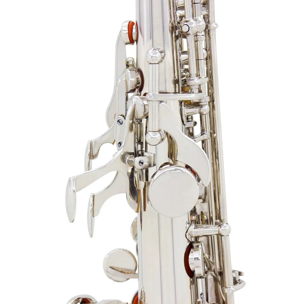 Бутик последнее BB Серебряное сопрано саксофоновое саксофоновое латунное саксофон профессиональный музыкальный инструмент с аксессуарами с аксессуарами