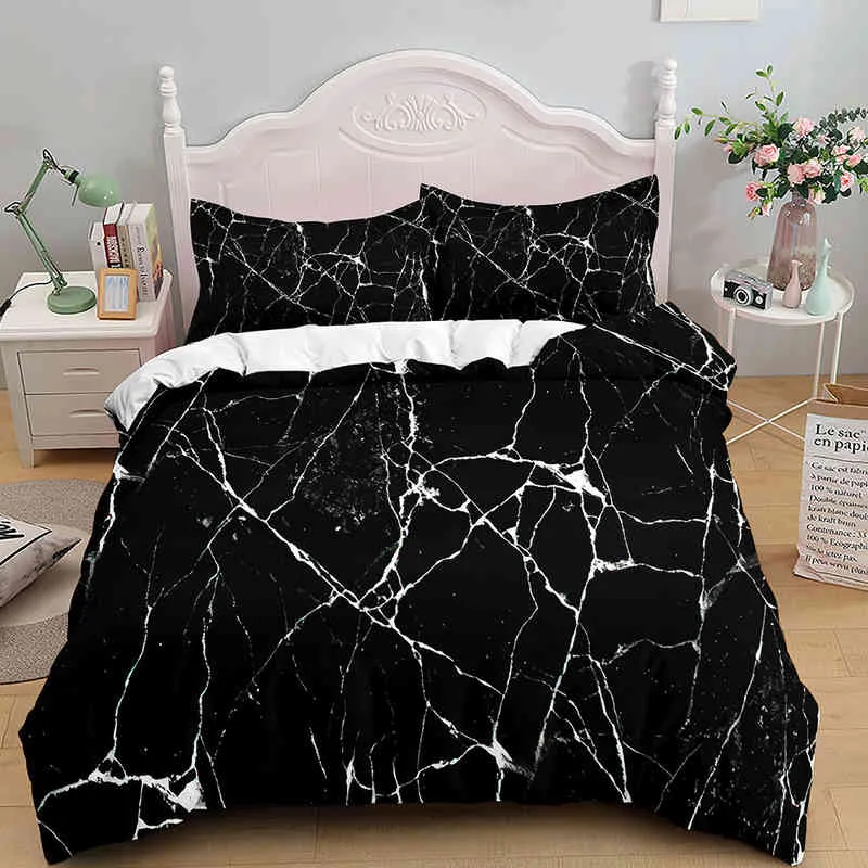 Modern marmortextur 3D Digital Printing Quilt Cover Three Piece Bedding Set