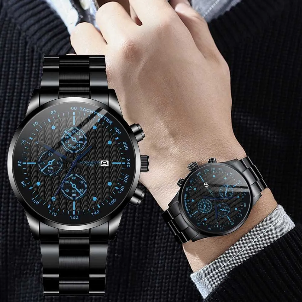 Kwarcowy Zegarek Cyfrowy Skala Auto Data Stopu Stopowa Pasek ze stali nierdzewnej dla mężczyzn 2022 Casual Clock Wristwatch Montre Homme