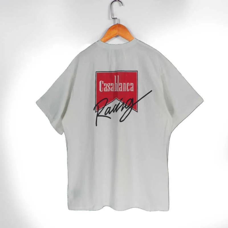 2022 newHigh 버전 2022 여름 뉴 아메리칸 패션 브랜드 Rhude Signature Letters 남성과 여성의 느슨한 반소매 티셔츠