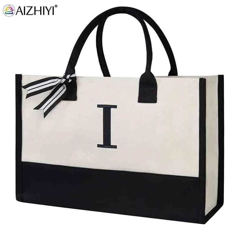 Shopping Bags Stylish Canvas Tote -Large Capacity Cotton Book Packet Craft DIY Drawing Gift Travel Packag 220318