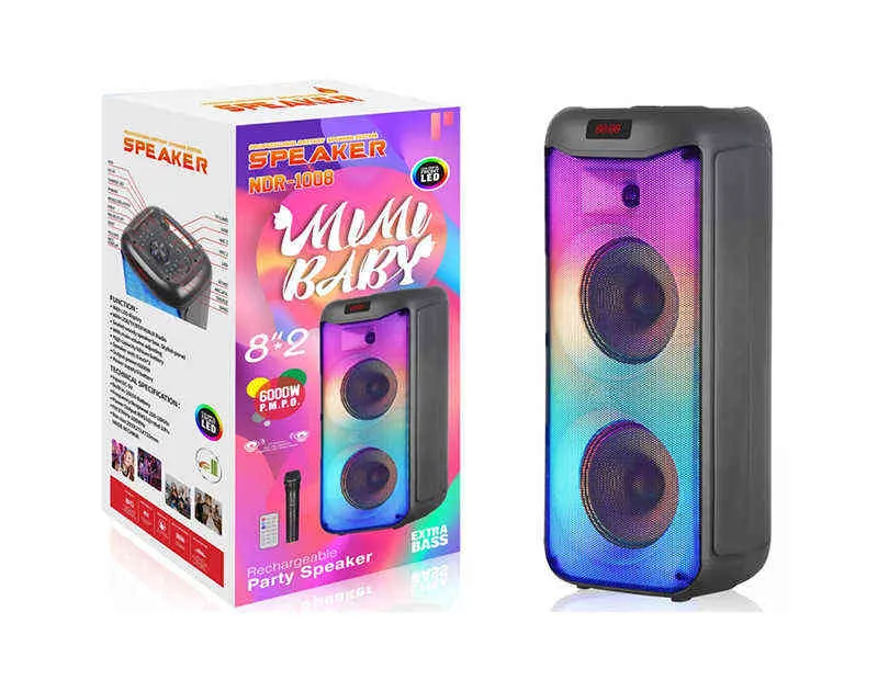 Kinglucky Yeni Partybox RGB Seçim Evi Işık Dış Handalı Bluetooth Hoparlör Çift İnç Z Bas LED Alev Işığı J220523196J7035109