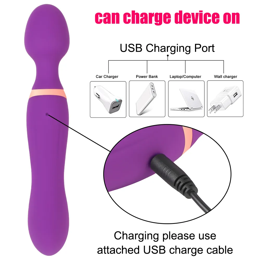 Magic Wand Body Massager 10 Speeds Powerful Big Vibrators Double Head Shock Clitoris Stimulate sexy Toy For Woman