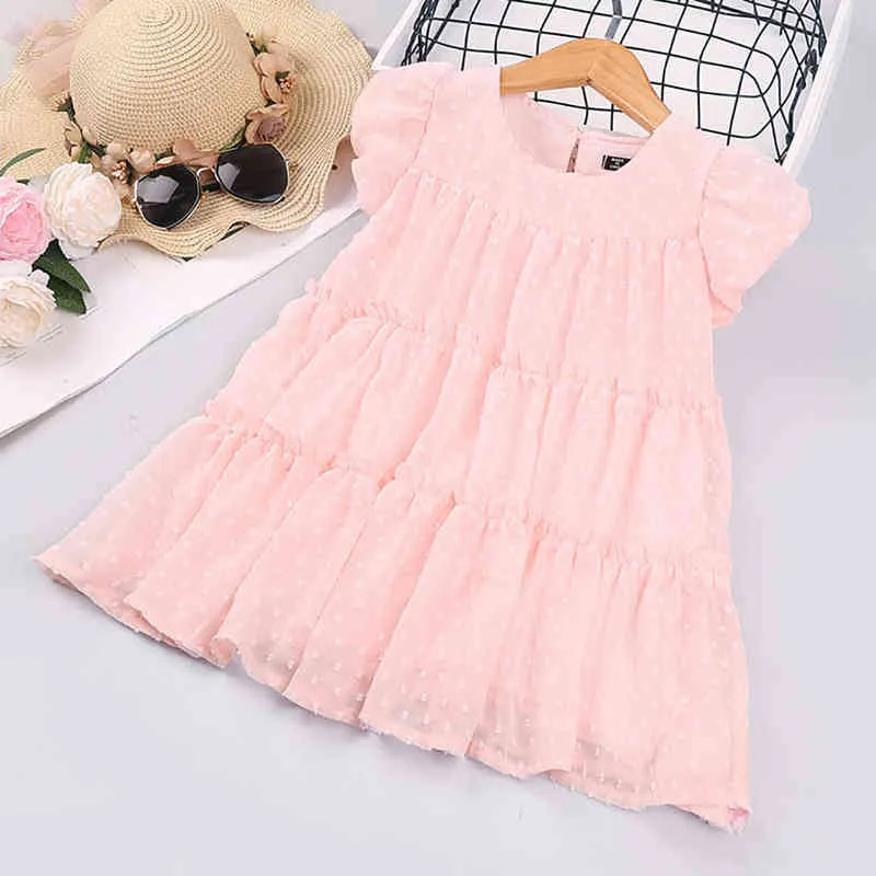 Nouvelles filles vêtements robe d'été solide rose tulle beauté princesse kawaii designer fête fée élégante expédition rapide enfants costume G220518
