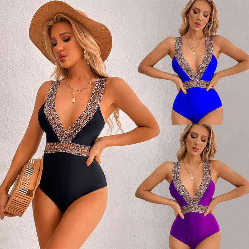 2022 Summer Sexy Women Sexy Women One Piece Swim costudri di costumi da bagno in pizzo V-scollo a V-Slim Backless Beach Wear Set di nuoto di lusso Y220420