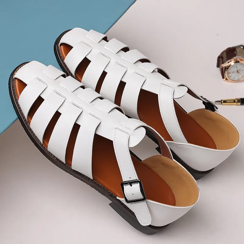 Sandalias de verano para hombre, zapatos de vestir de cuero para exteriores, sandalias formales de punta suave para hombres, sandalias de boda, zapatillas ligeras clásicas, sandalias, zapatillas de deporte 220623