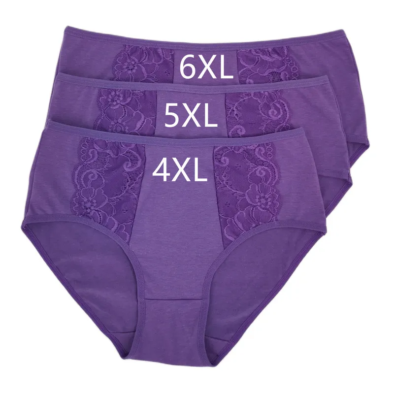 Pantes féminines en dentelle Plus sous-vêtements de taille Panti Briess en coton respirant Sexy Lingerie Woman Tissu / 220426