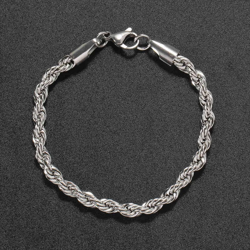 5 mm roestvrijstalen ketting touwketen Hip Hop Bracelet Ins Men039s en dames039S Paar Bracelet4299065