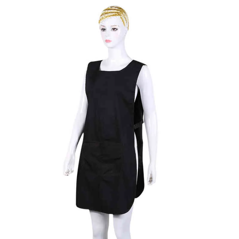 Salon Hairdressing Occupation Apron Suit-dress for Beautician Work Sleeveless Apron With Big Capacity Pocket Y220426