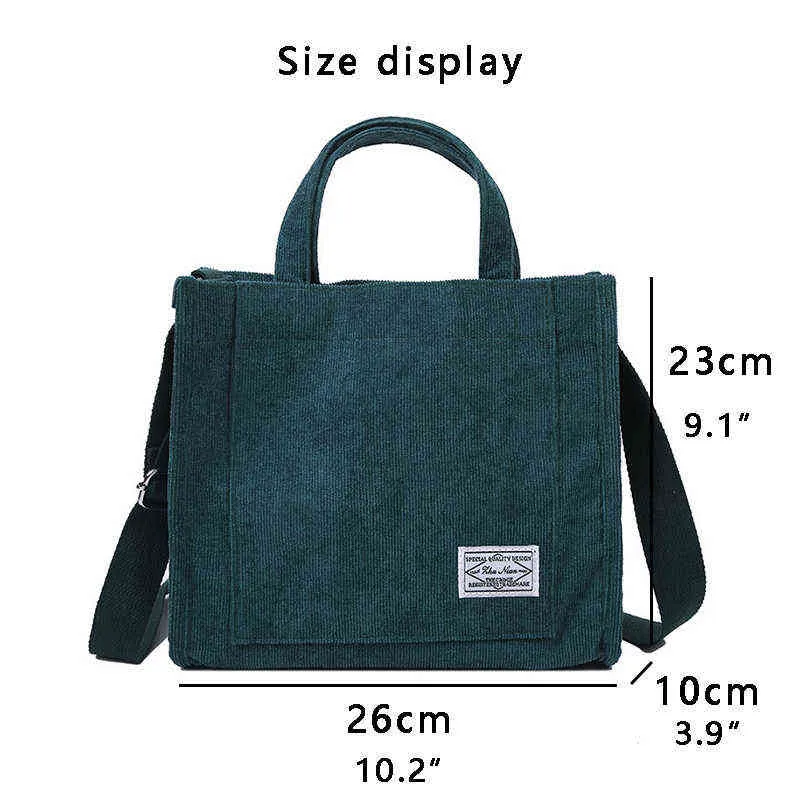 Bolsa de ombro feminino 2021 bolsas de moda de menina pequena bolsa de moda sólida saco de compras de cor sólida Vintage Livro simples Corduroy Crossbody Bags G2205531