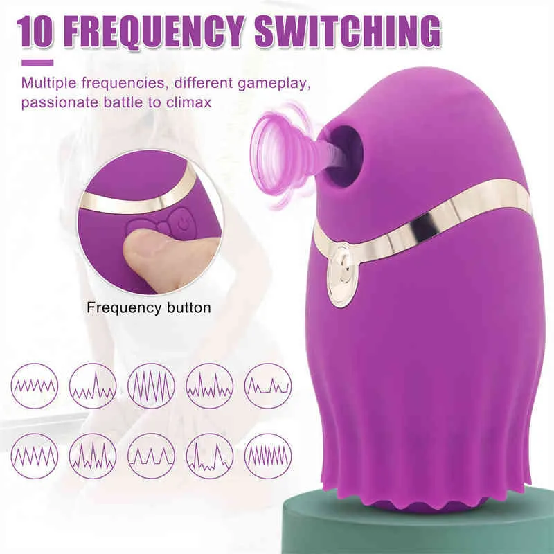 NXY Vibrators Kvinna Använd sexleksaker slickar och suger tunga vibrator för kvinnor 10 frekvens Clit Labia Stimulator Vuxen 18 0408