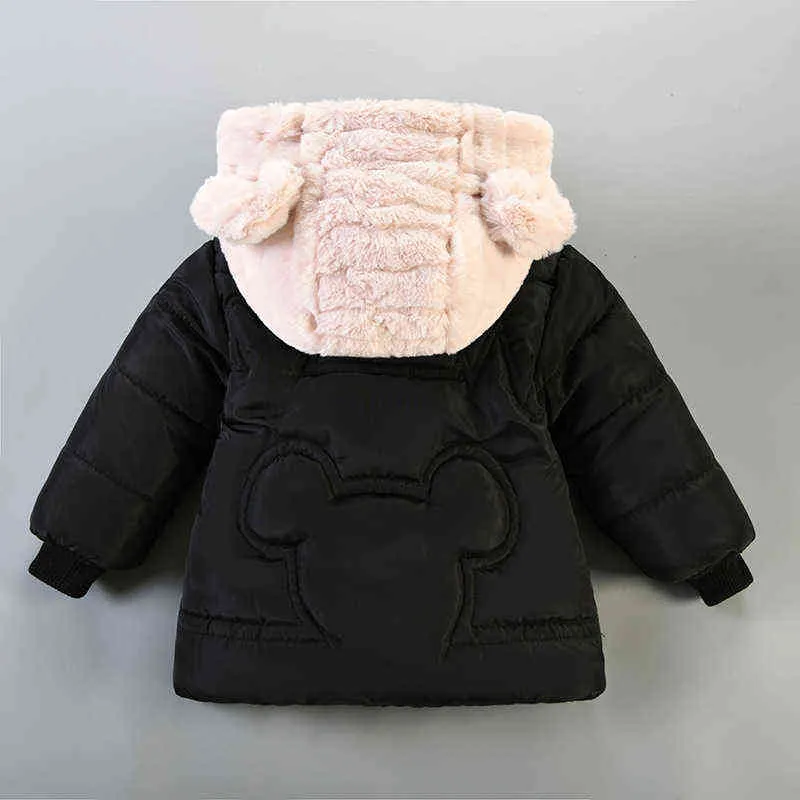 -20 inverno meninas meninas de roupas externas algodão espessado jaquetas com capuz mais veludo jackets de jaquetas infantis jaquetas parka 1 2 3 4 y j220718