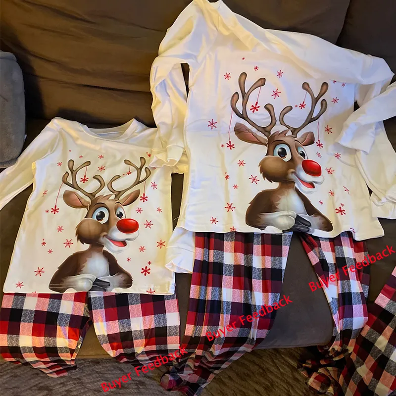 Bijpassende outfits voor gezinnen Winter katoenen kerstpyjama Jaar Moeder Dochter Kledingset Moeder Papa Baby Meisje Jongen Look 2208268974304