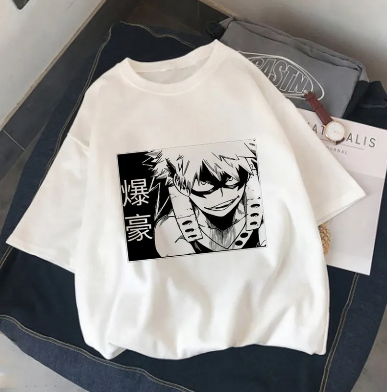 My Boku No Hero Academia Katsuki Bakugou Print Harajuku Top Women s T shirt Casual ladies basic O collar Short Sleeved T shirts 220628