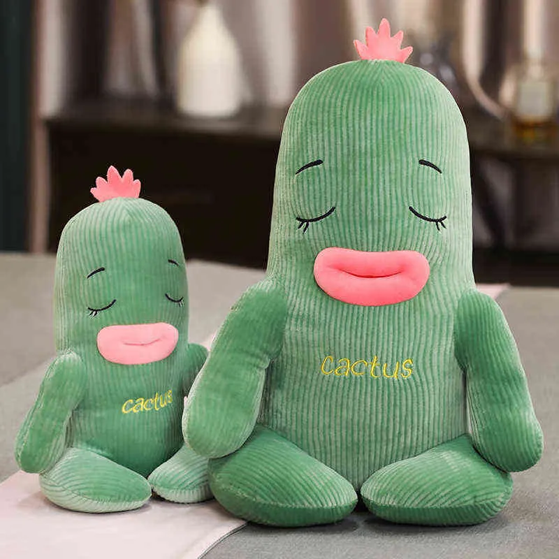 Pc Cm Drôle Big Mouth Cactus Hugs Plantes Créatives Coussin En Peluche Poupées Douces pour Enfants Garçons Filles Cadeaux De Noël J220704