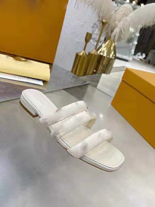 Sandalet terlik platformu slayt sandal sandal femme kabarık terlik kadın tasarımcısı US15.5 gri özel teklifi kutu