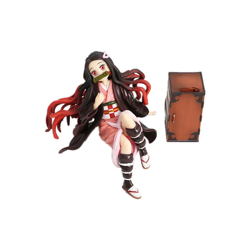 15 cm PVC Anime Figura Slayer Demônio Kamado Nezuko Sentado na Caixa Coleção de Estátua Coleção de Estátua Modelo de Toy Modelo Doll Presentes 220520