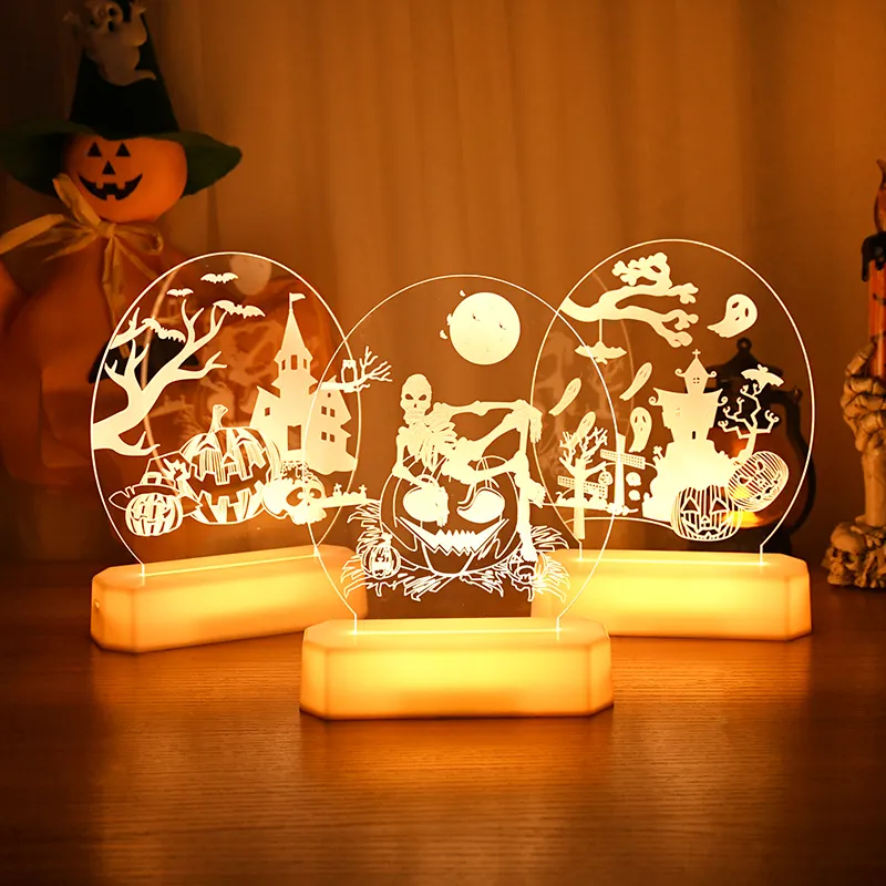 Andere evenementenfeestje Salloween LED Night Light Pumpkin Skull Ghost Spide 220823