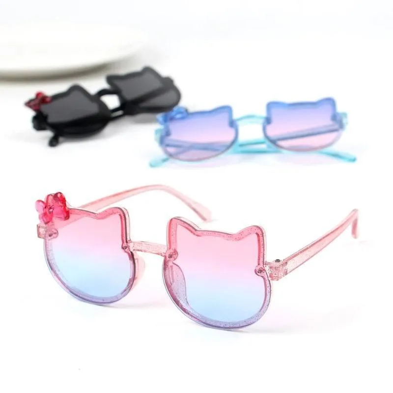 Elbru Bow Kitty Shape Children Solglasögon Ultraviolet Proof Eye Protection Baby Cat Eye Fashion Glasses 220705