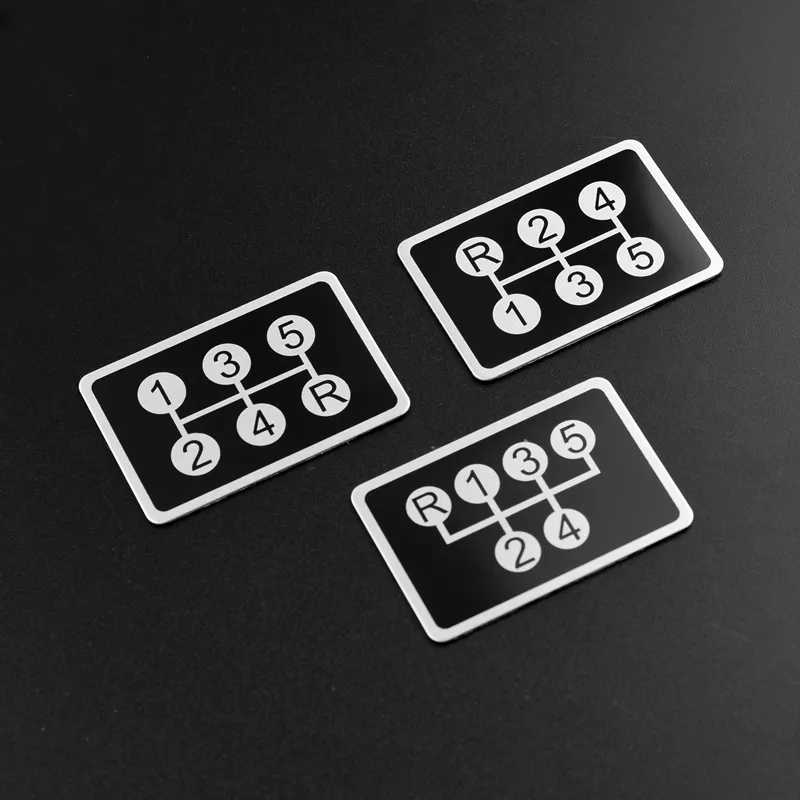 Aluminiumbil klistermärke växelutrustning indikatorplatta 5 6 hastighet växelpanelmärke emblem för dekoration