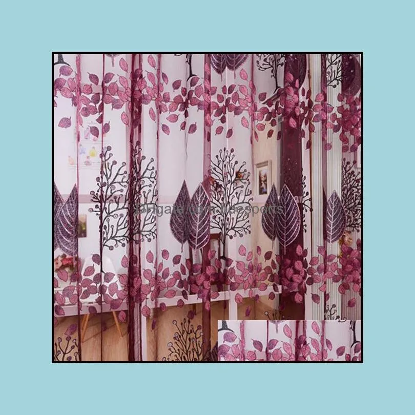 Embroidery Room Floral Tulle Window Screening Curtain Drape Scarfs Valances Curtian For Living Room Bedroom