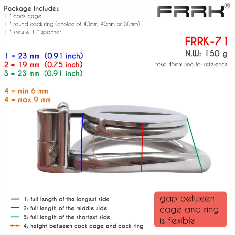 FRRK Platt Manlig Kyskhetsbur med Skruv Bondage Bälte Stål Penisringar Små metall Cock-Lock Intim BDSM Sexleksaker för män 220414