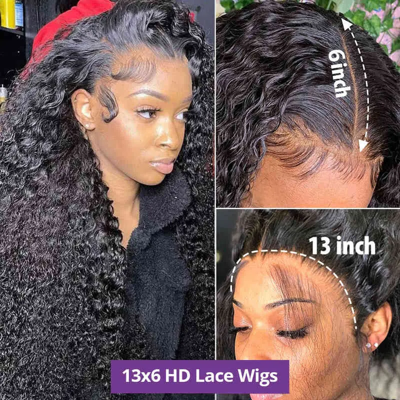 Nxy Hair Wigs Full Lace Curly Human 4x4 5x5 Closure 13x4 360 Hd Deep Wave Frontal 13x6 Water Front 220609