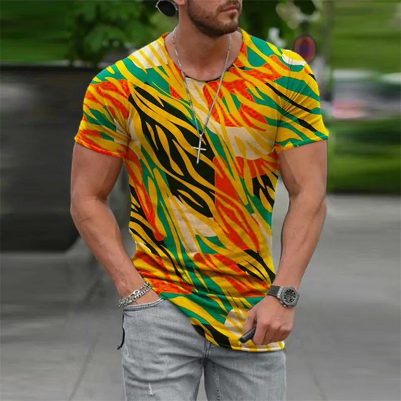 Retro 3d Pinter Mens Tshirt Sıradan Kısa Çarpımlı Onaeck Pullover Street Street Gençlik Hızlı Moda Giyim Erkek Üstleri 220607