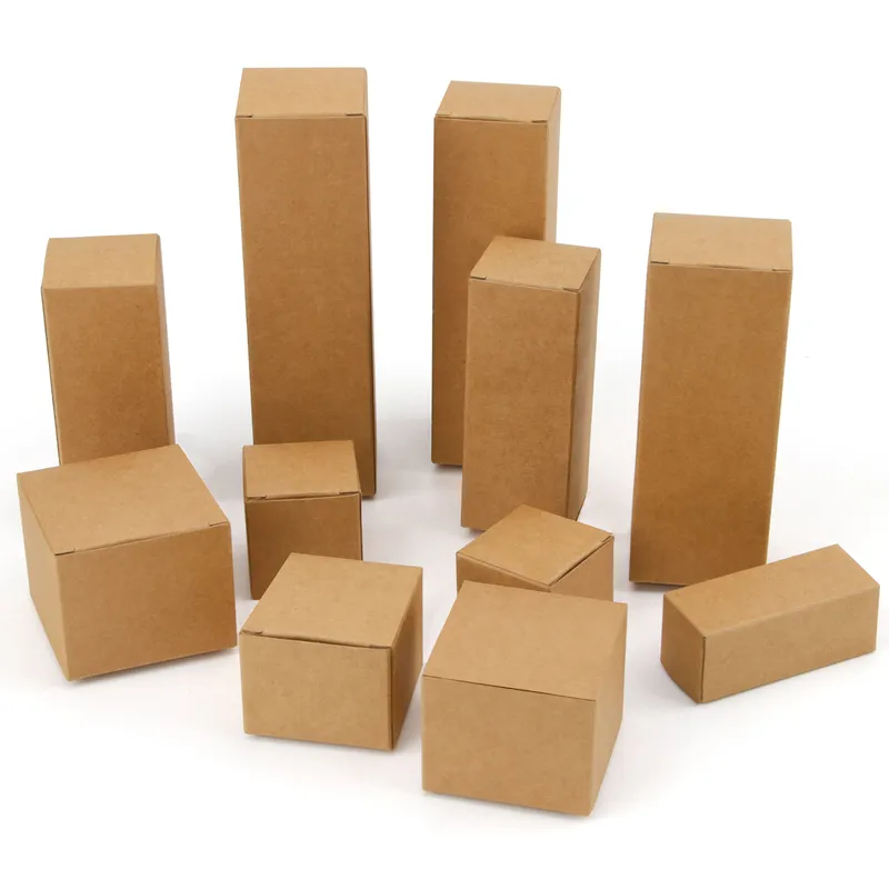 50 stcs Brown Kraft Paper Party Gift Diy Box Carton Wedding Party Box Multi Size Custom 220706