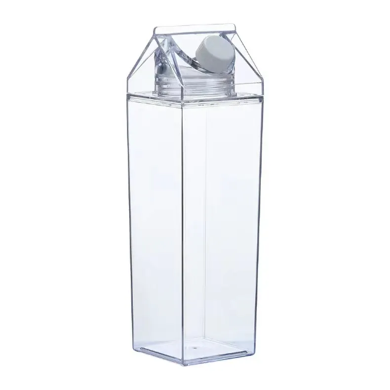 US WAREHOUSE 17oz 500ml Milchflasche Wasserbecher Milchaufbewahrungsbox Transparente quadratische Tasse mit hoher Kapazität aus Kunststoff Kaffeegetränkebecher O323y